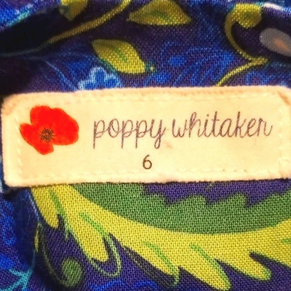 POPPY Whitaker Blue Floral Preppy Ruffle Short Dress, Size 6 - Picture 3 of 6